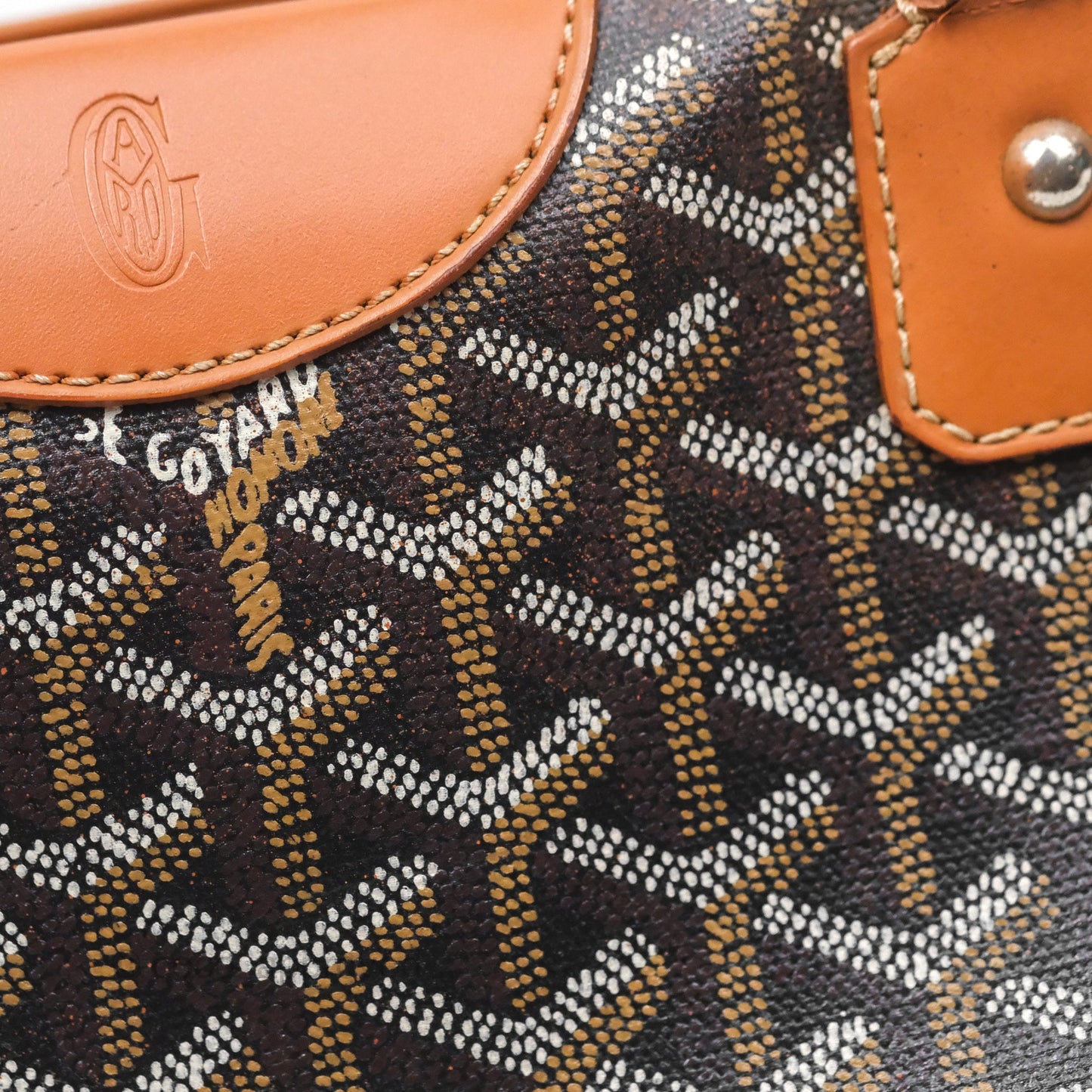 Goyard Saint Martin Bag Goyardine Canvas Black/ Tan
