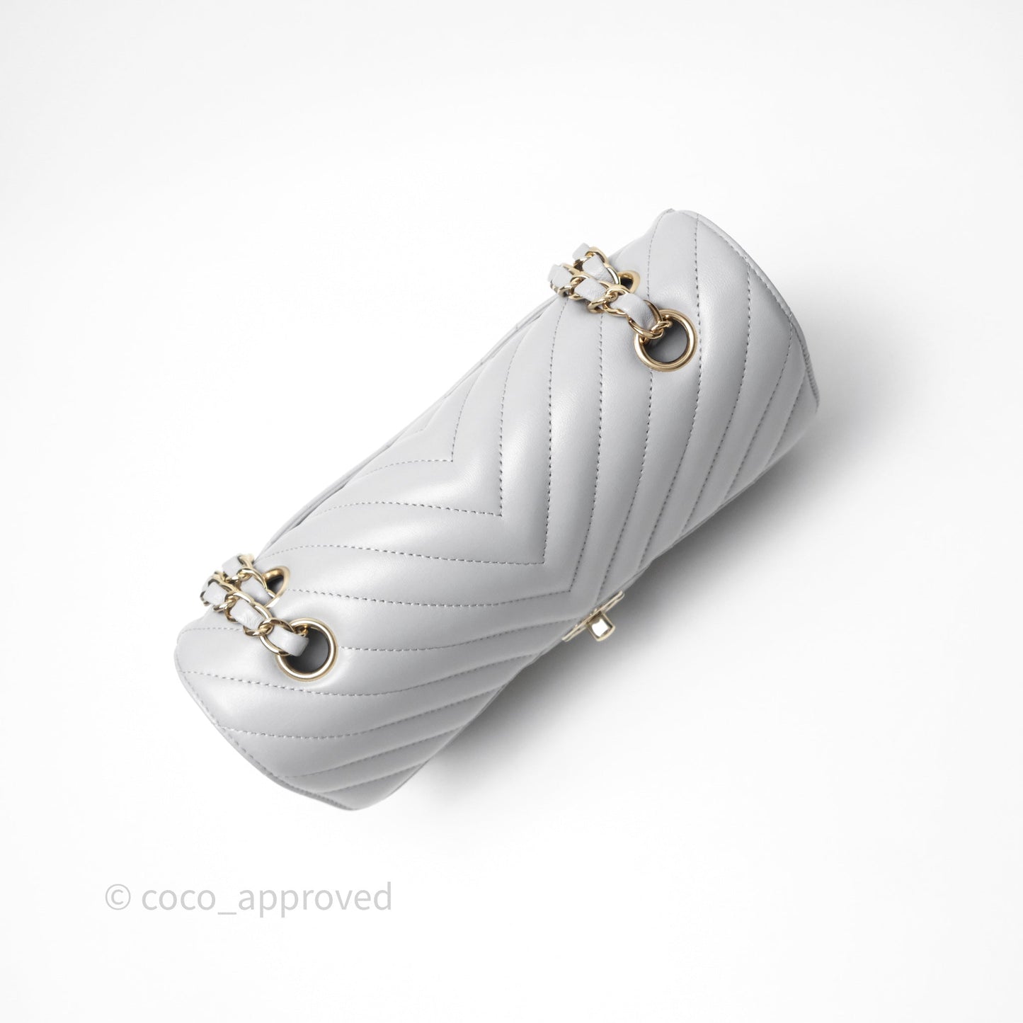 Chanel Classic Small Flap Chevron Grey Lambskin Gold Hardware