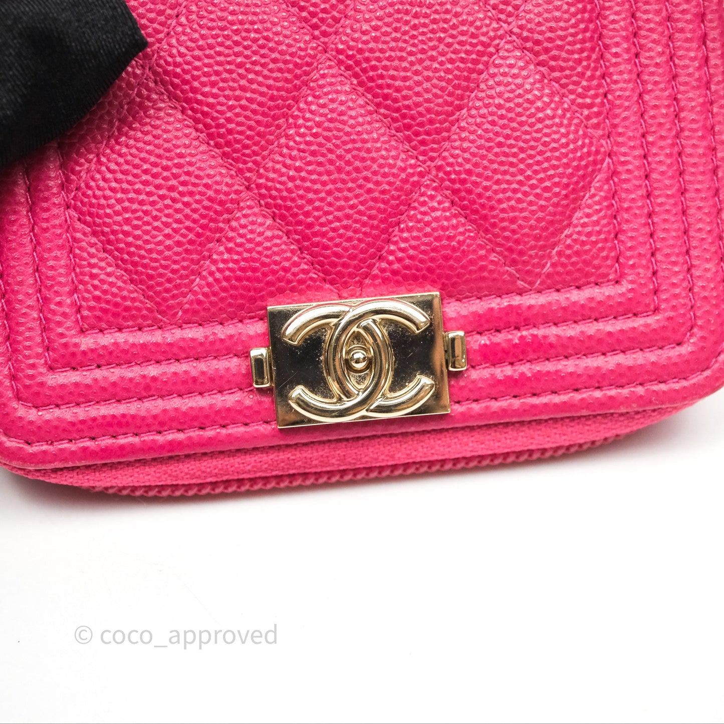 Chanel Boy Zipped Coin Purse Hot Pink Caviar Gold Hardware