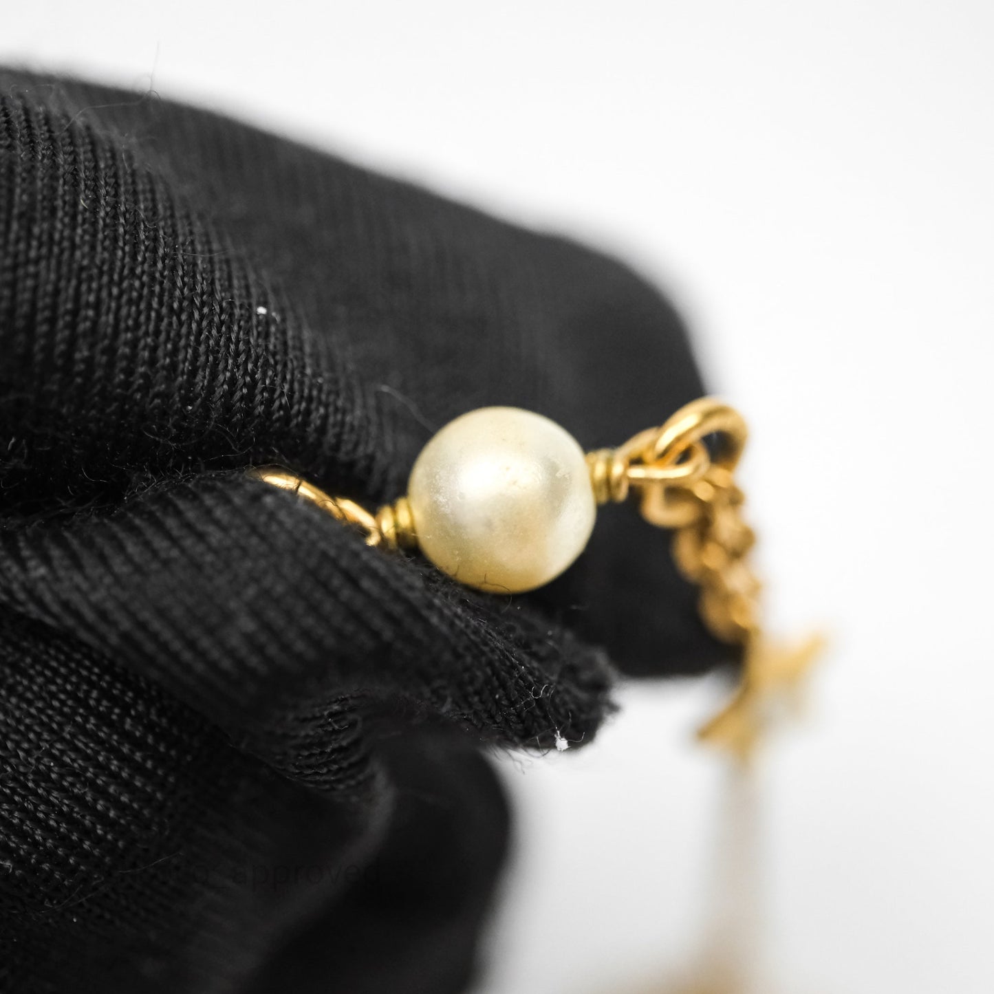 Christian Dior Petit CD Pearl Star Necklace Gold Tone