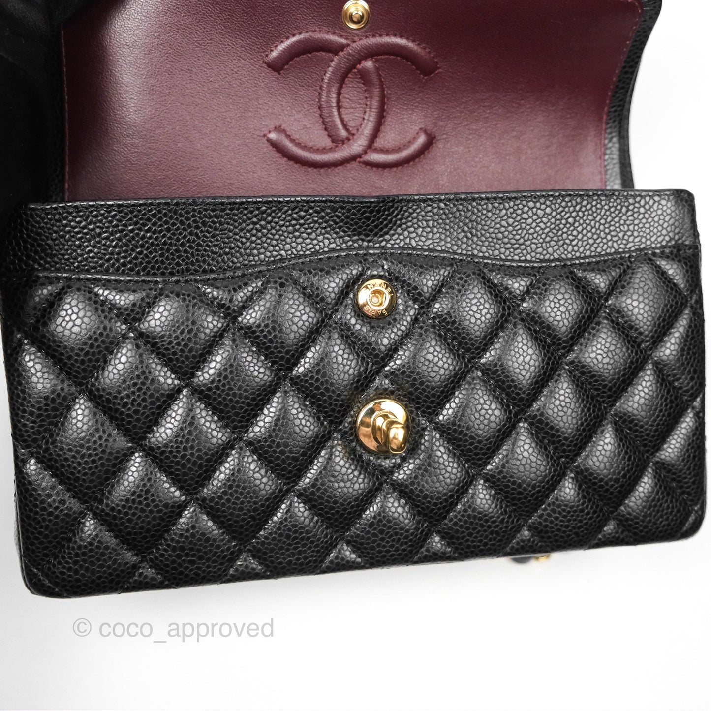 Chanel Small Classic Flap Quilted Black Caviar Gold Hardware