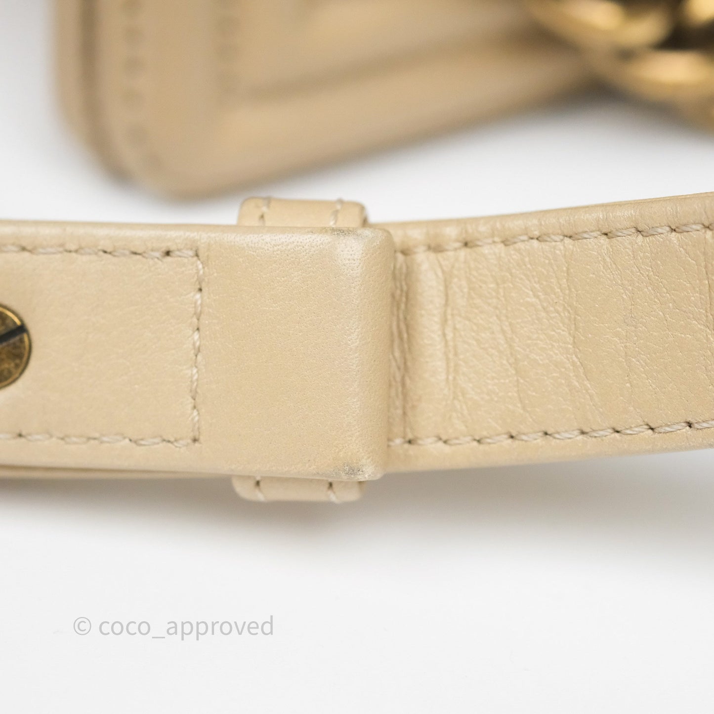 Chanel Small Boy Stingray Beige Antique Gold Hardware