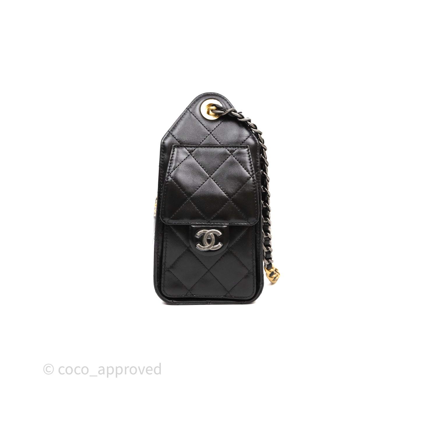 Chanel 25 Mini Black Shiny Crumpled Calfskin Mixed Hardware