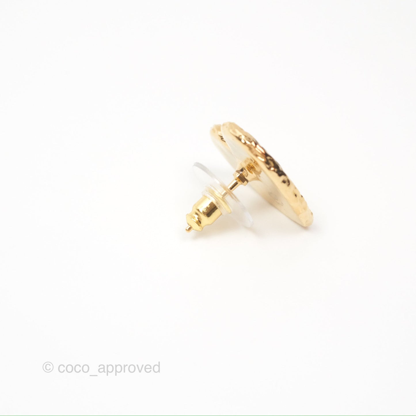 Chanel Heart Black CC Earrings Gold Tone 24P