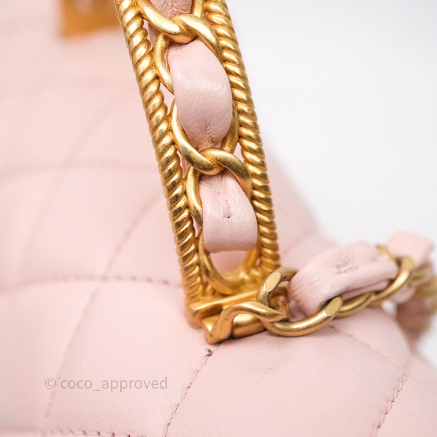Chanel Top Handle Mini Rectangular Flap Bag Pink Lambskin Aged Gold Hardware