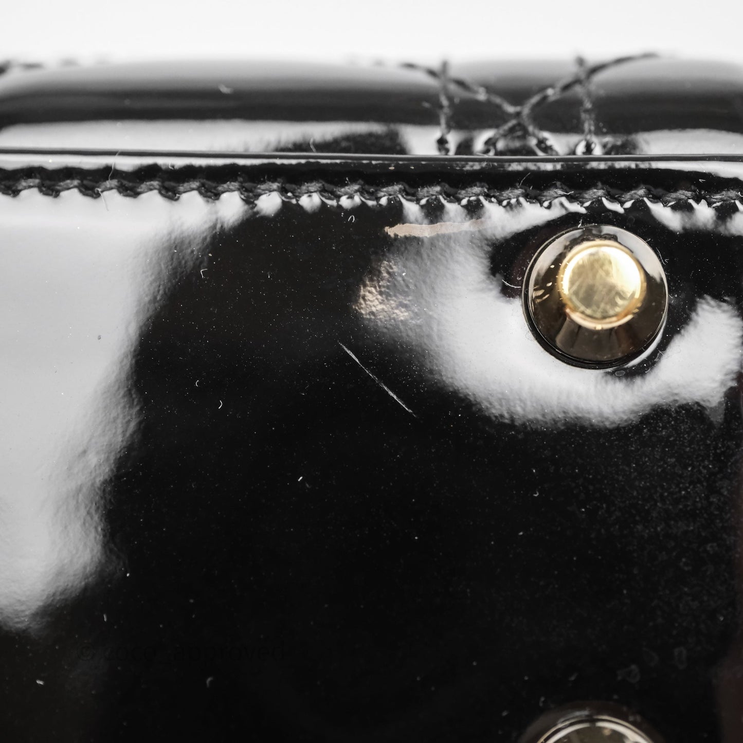 Christian Dior Mini Lady Dior Black Cannage Patent Gold Hardware