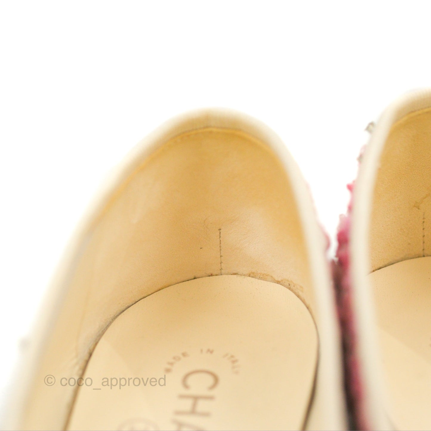 Chanel Ballerina Flats Pink/Ivory Tweed Size 38