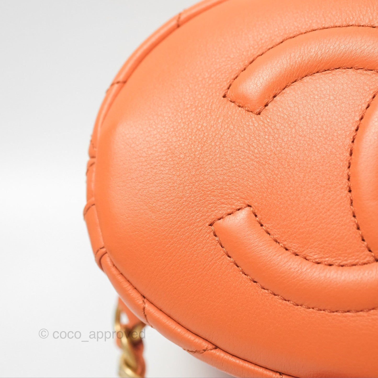 Chanel Small Drawstring Backpack Orange Calfskin Aged Gold Hardware 23A