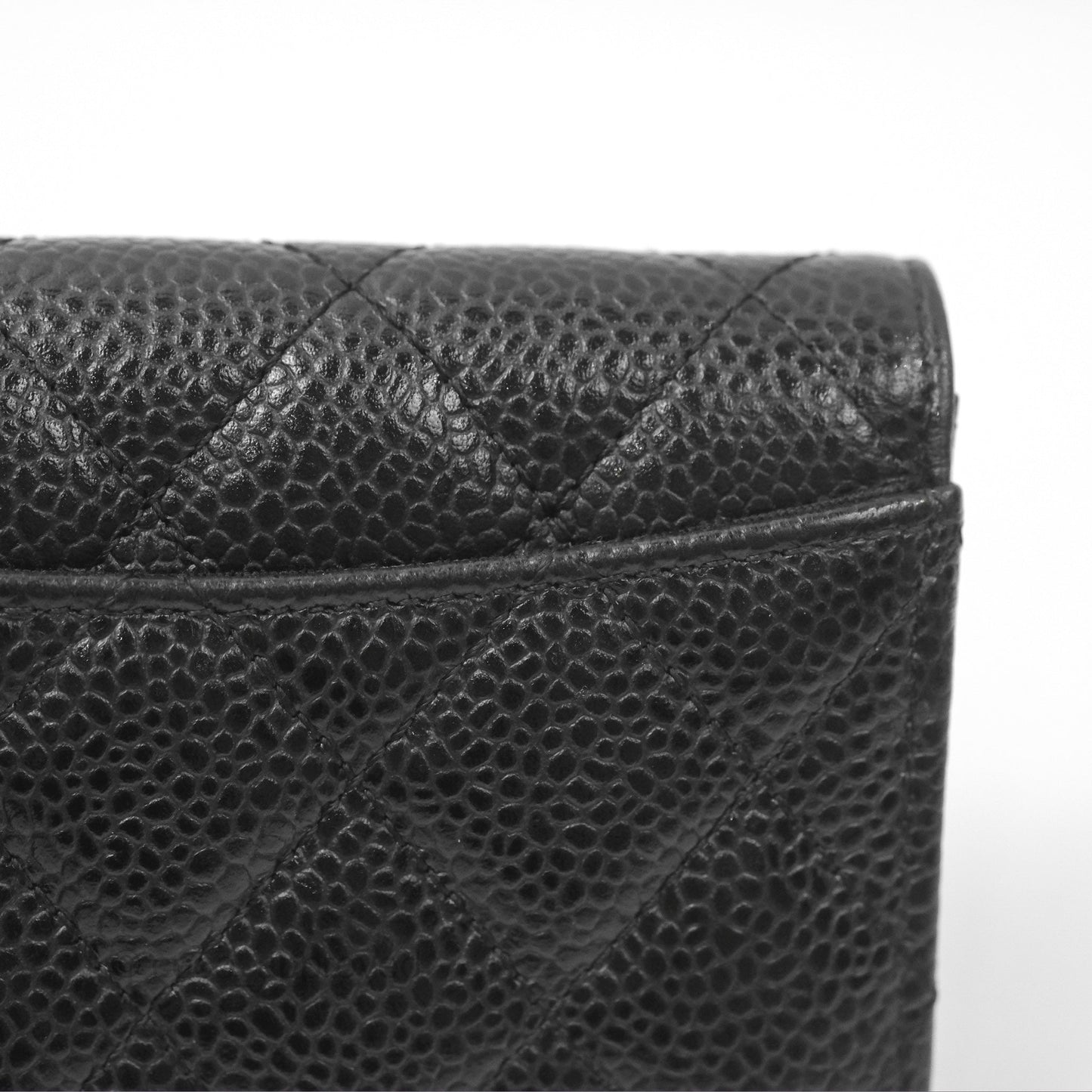 Chanel Quilted Flap Card Holder Black Caviar Gold Hardware