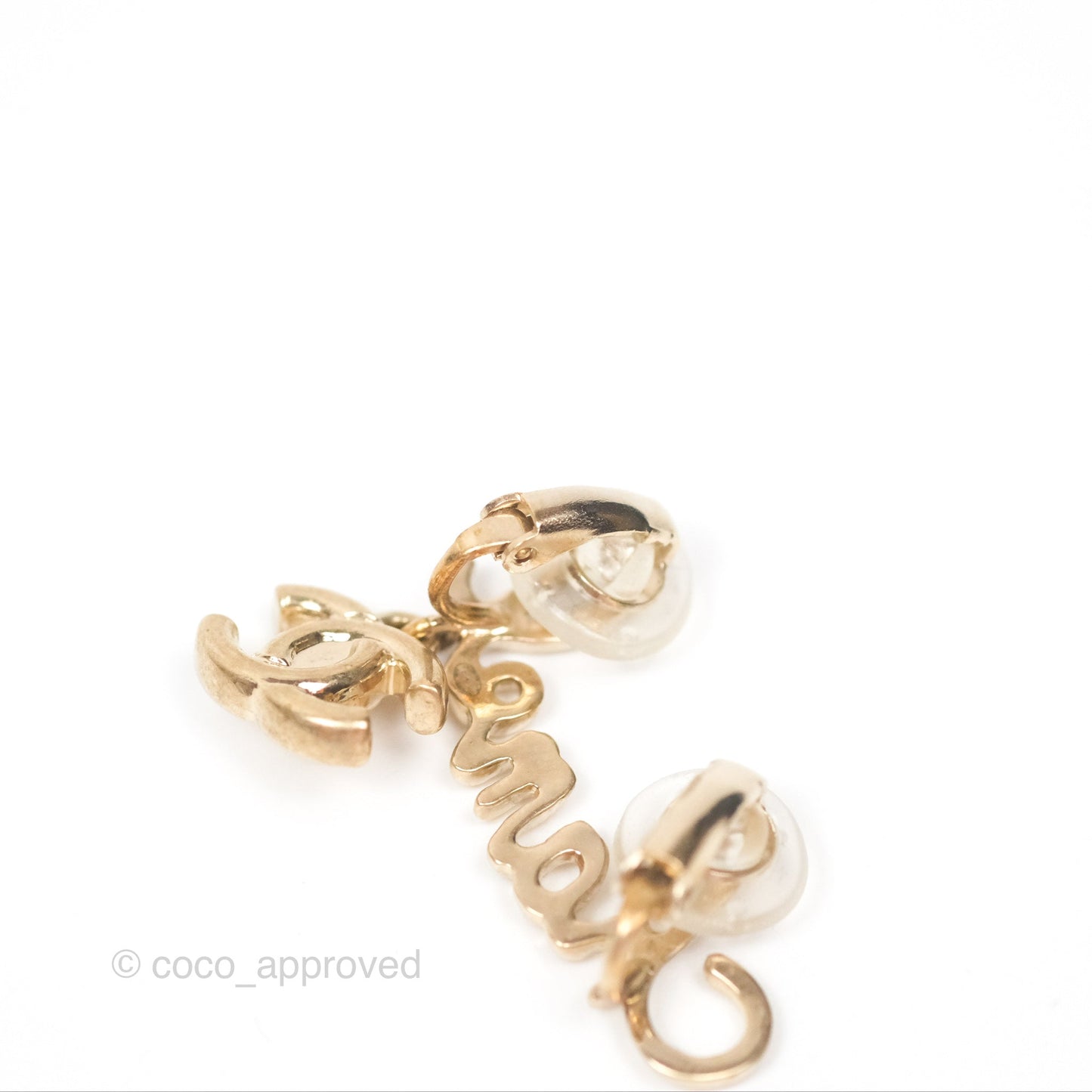 Chanel Logo CC Turnlock Ear Clips Gold Tone 22V