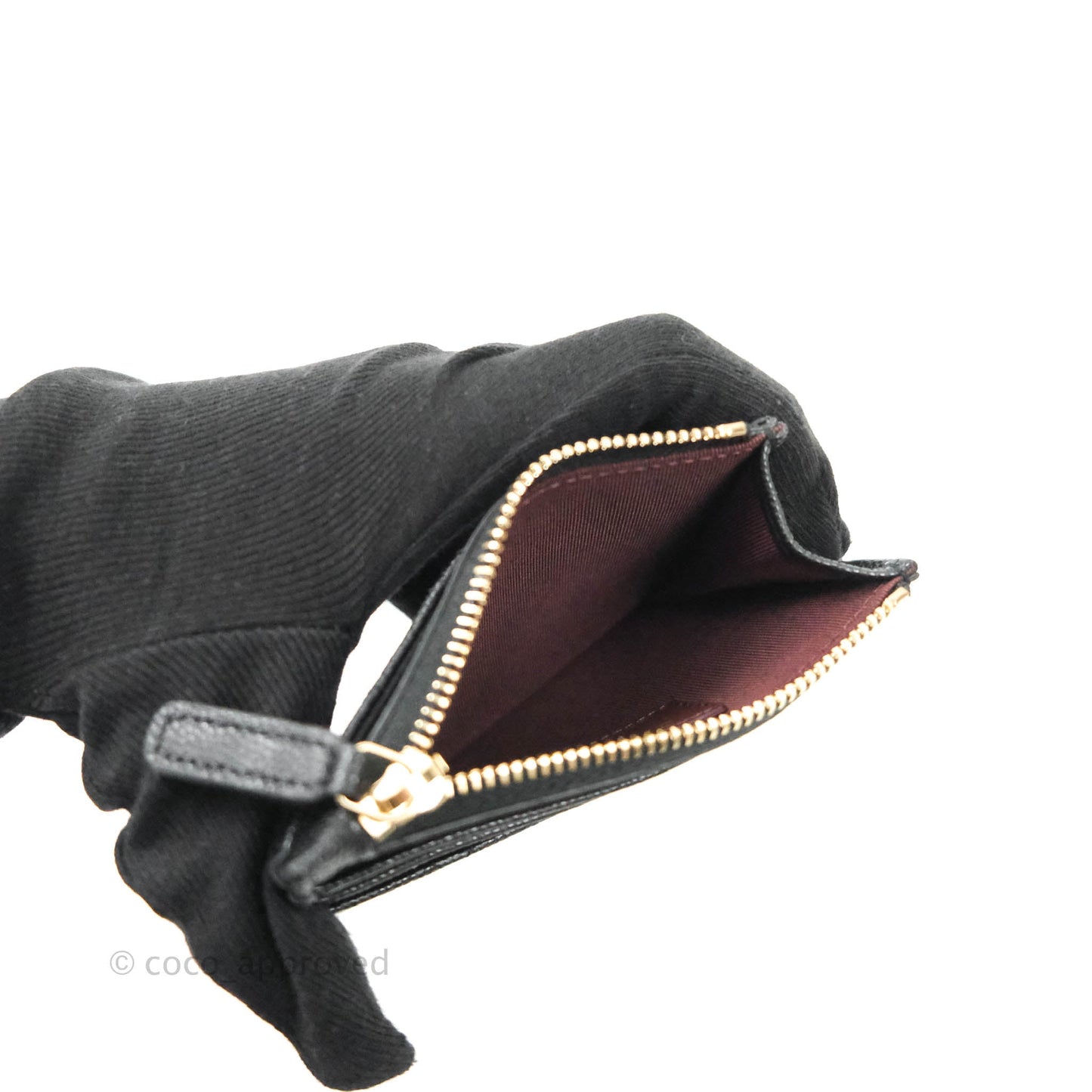 Chanel Quilted CC Zipped Card Holder Caviar Black Gold Hardware