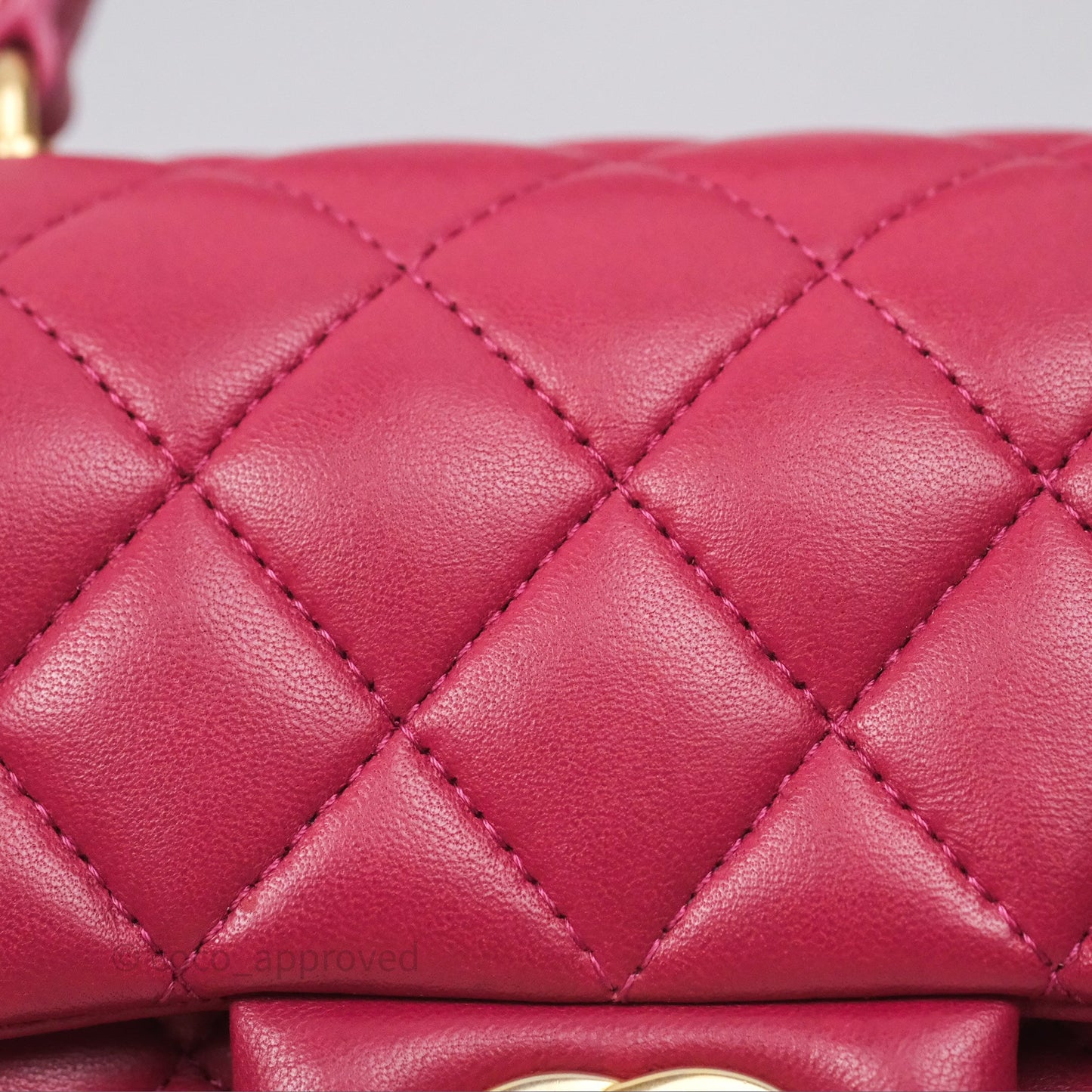 Chanel Top Handle Mini Rectangular Flap Red Lambskin Aged Gold Hardware