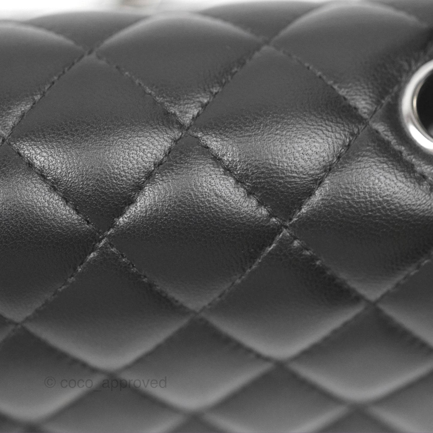 Chanel Mini Square Flap Quilted Black Lambskin Silver Hardware