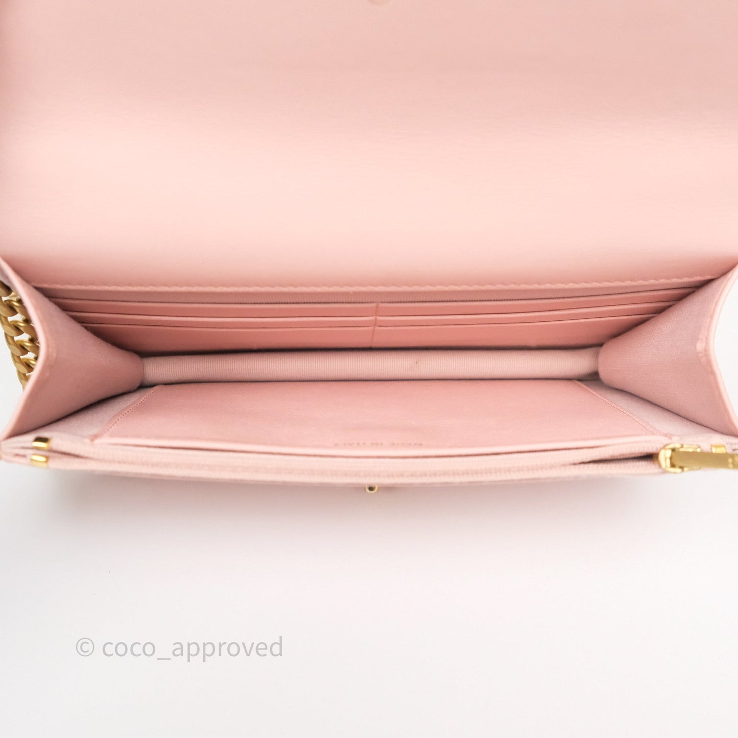 Chanel Camellia Crush Wallet on Chain WOC Pink Lambskin Aged Gold Hardware
