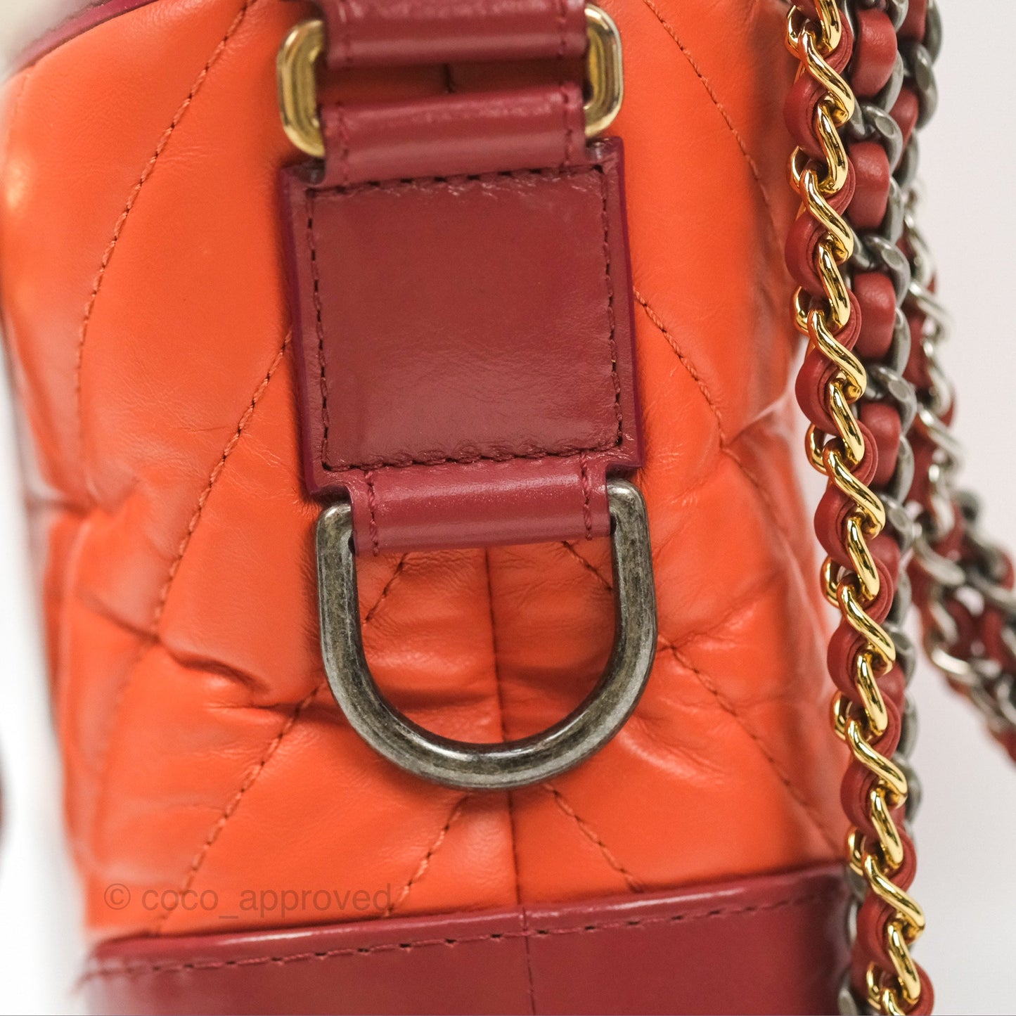 Chanel Small Gabrielle Hobo Chevron Orange Red Aged Calfskin