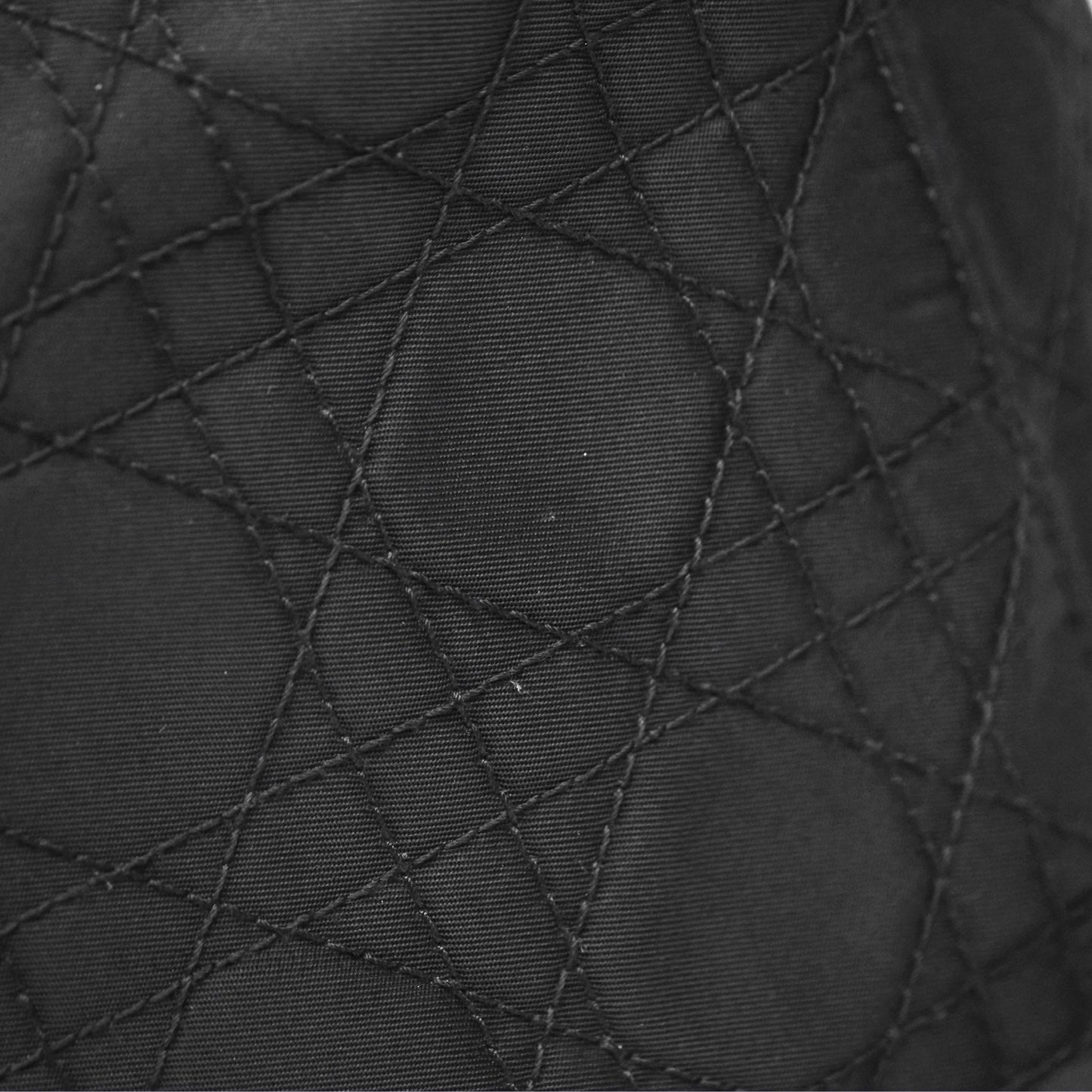 Christian Dior Vintage Large Lady Dior Cannage Fabric Black Silver Hardware