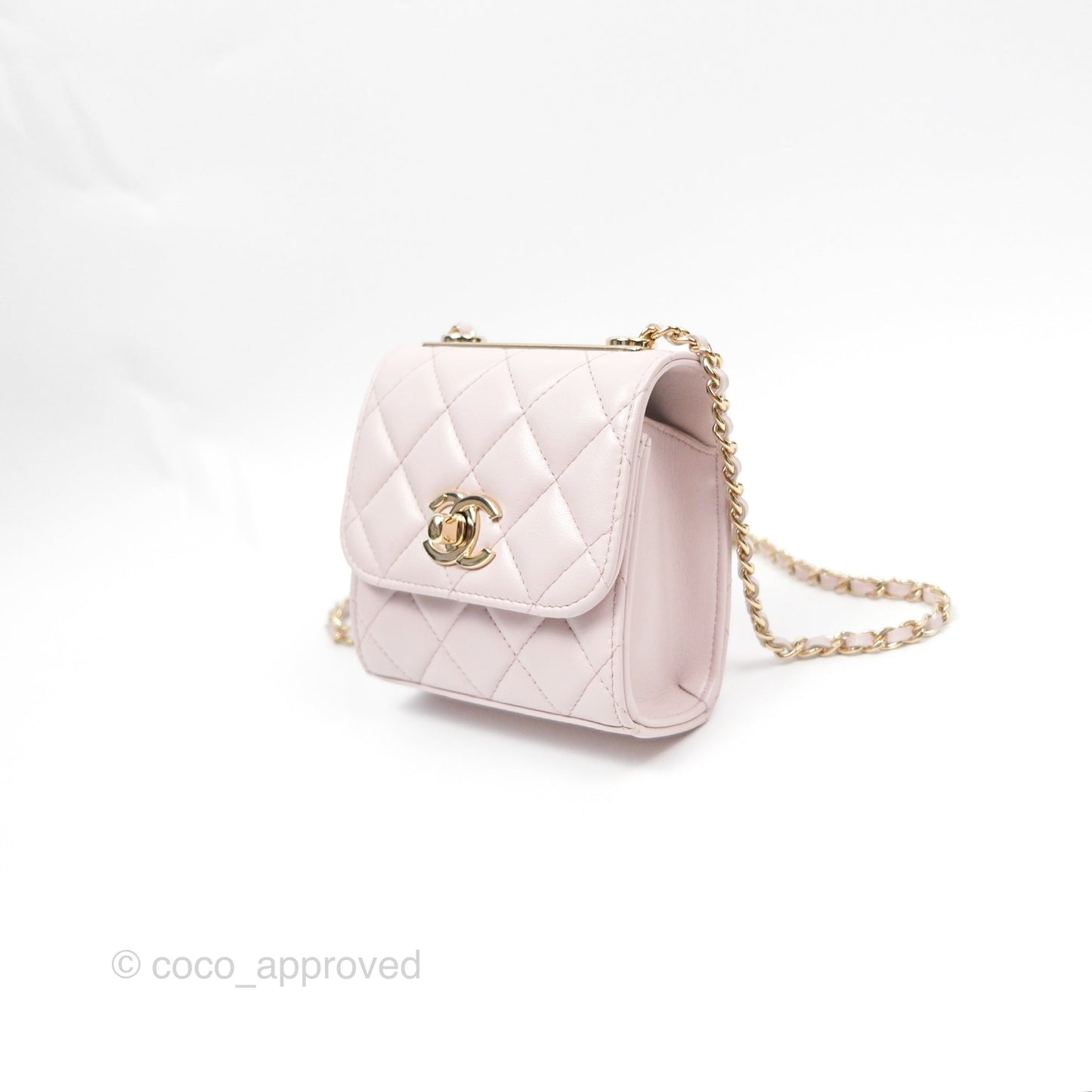 Chanel Mini Quilted Trendy CC Clutch With Chain Light Pink Lambskin Gold Hardware