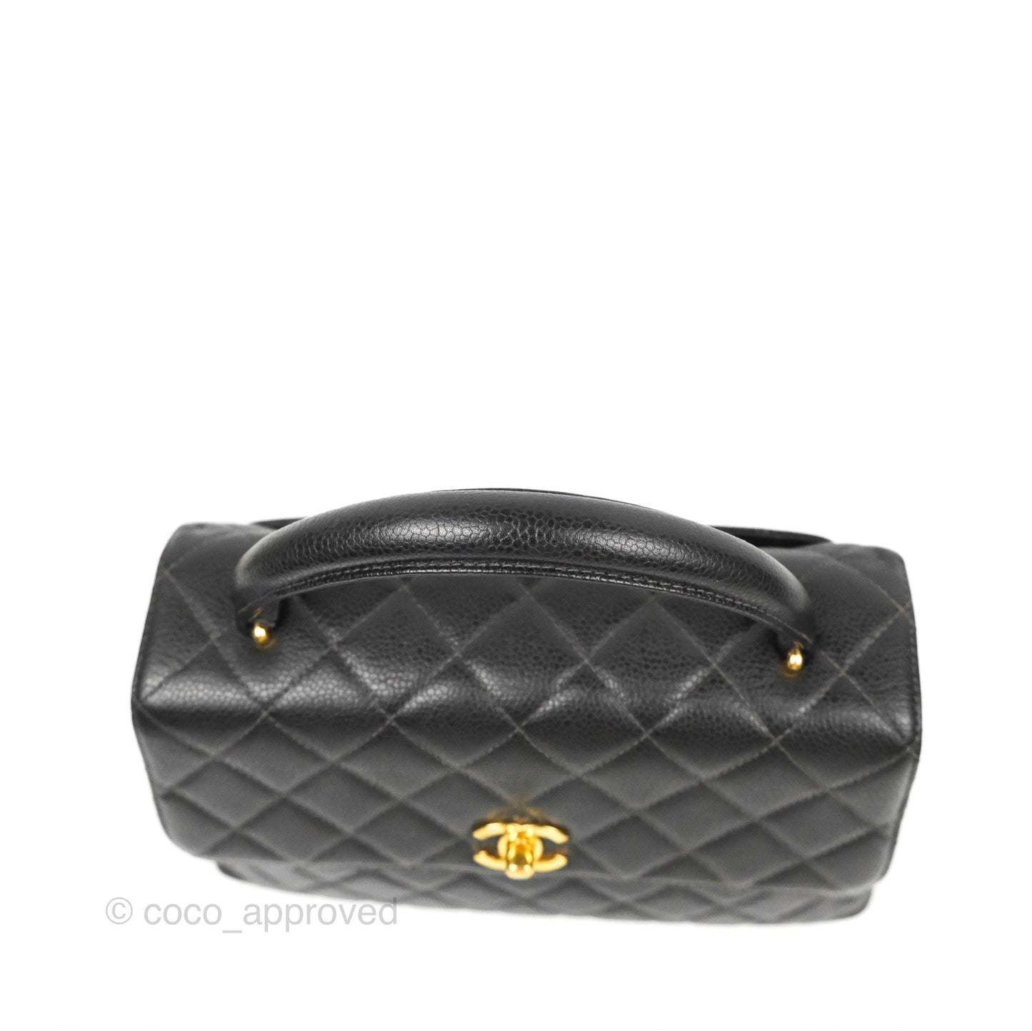 Chanel Vintage Kelly Quilted Flap Bag Black Caviar 24K Gold Hardware