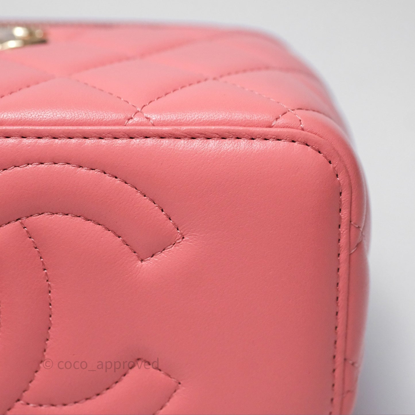 Chanel Vanity Rectangular Top Handle Pink Lambskin Gold Hardware
