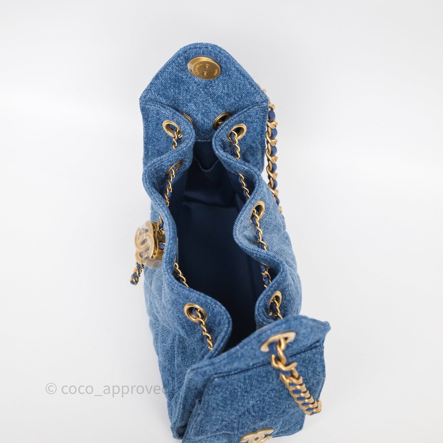 Chanel 25 Mini Washed Denim Aged Gold Hardware