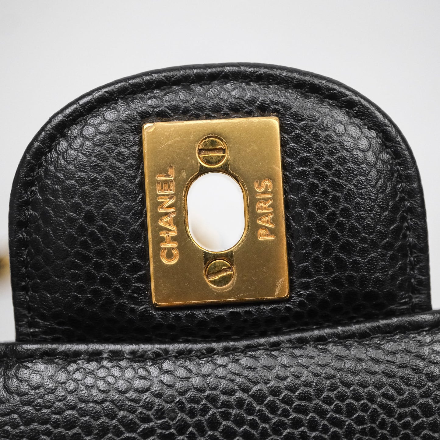 Chanel Classic M/L Medium Flap Quilted Black Caviar Gold Hardware