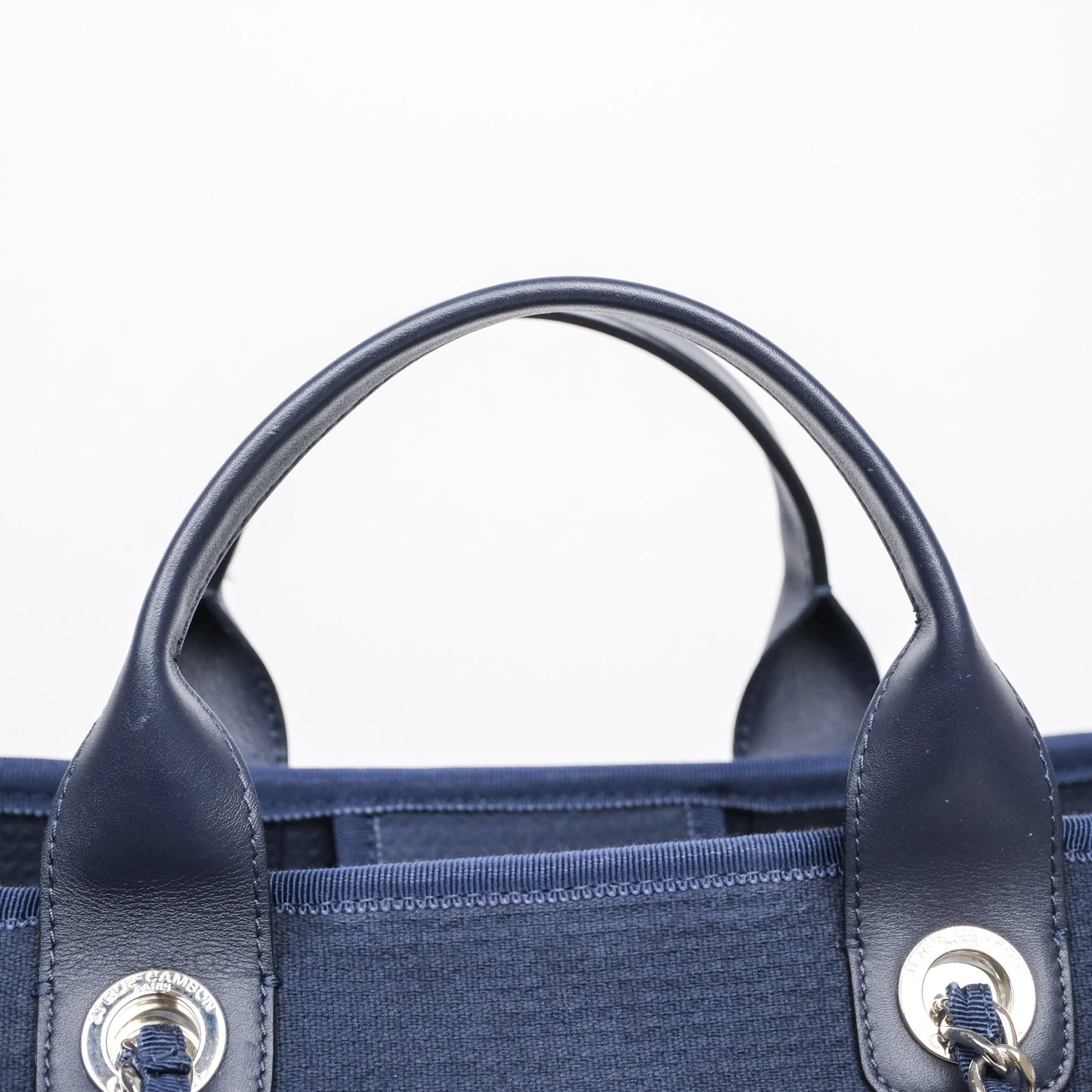 Chanel Large Deauville Navy Canvas Silver Hardware