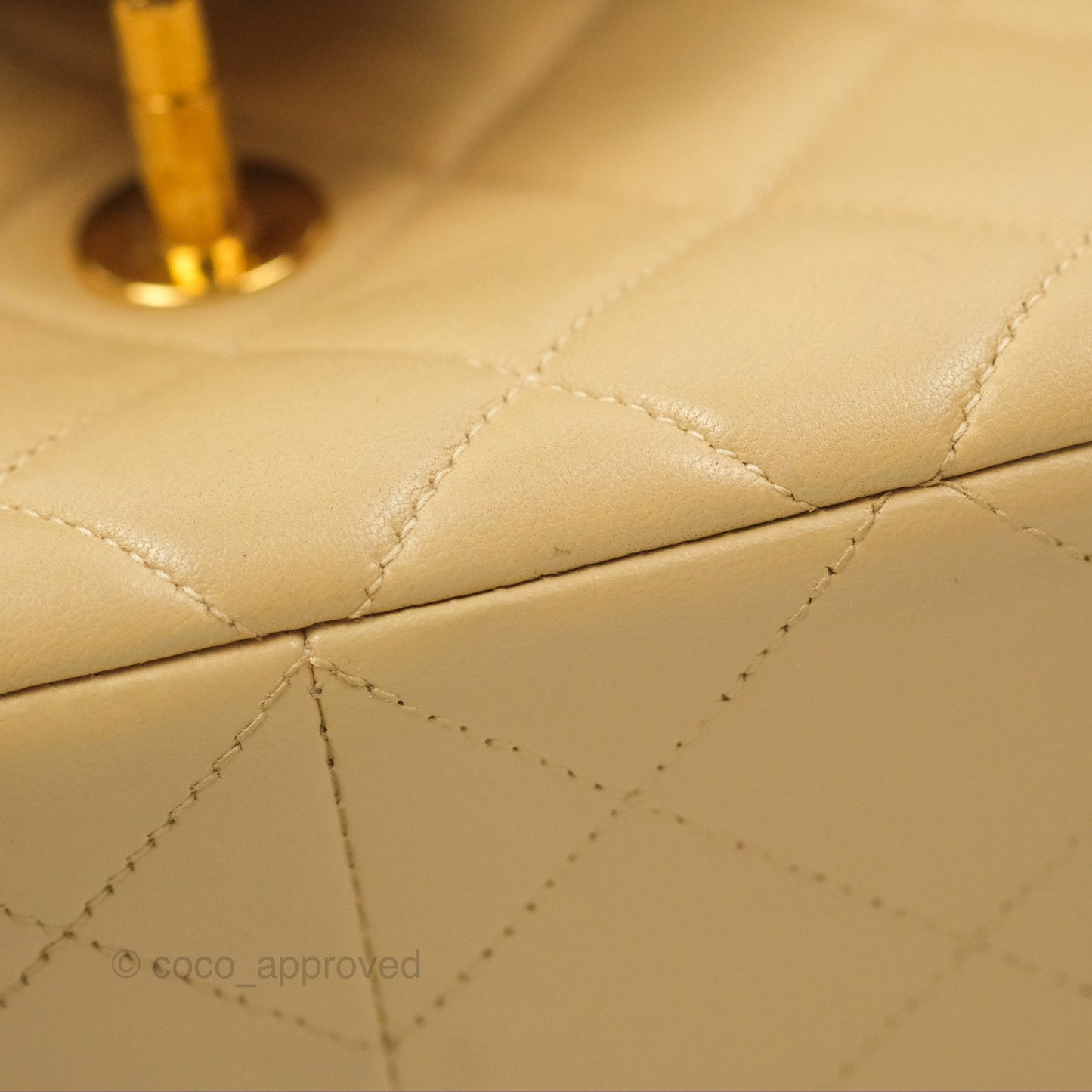 Chanel Vintage Double Sided Flap Bag Quilted Beige Lambskin Gold Hardware