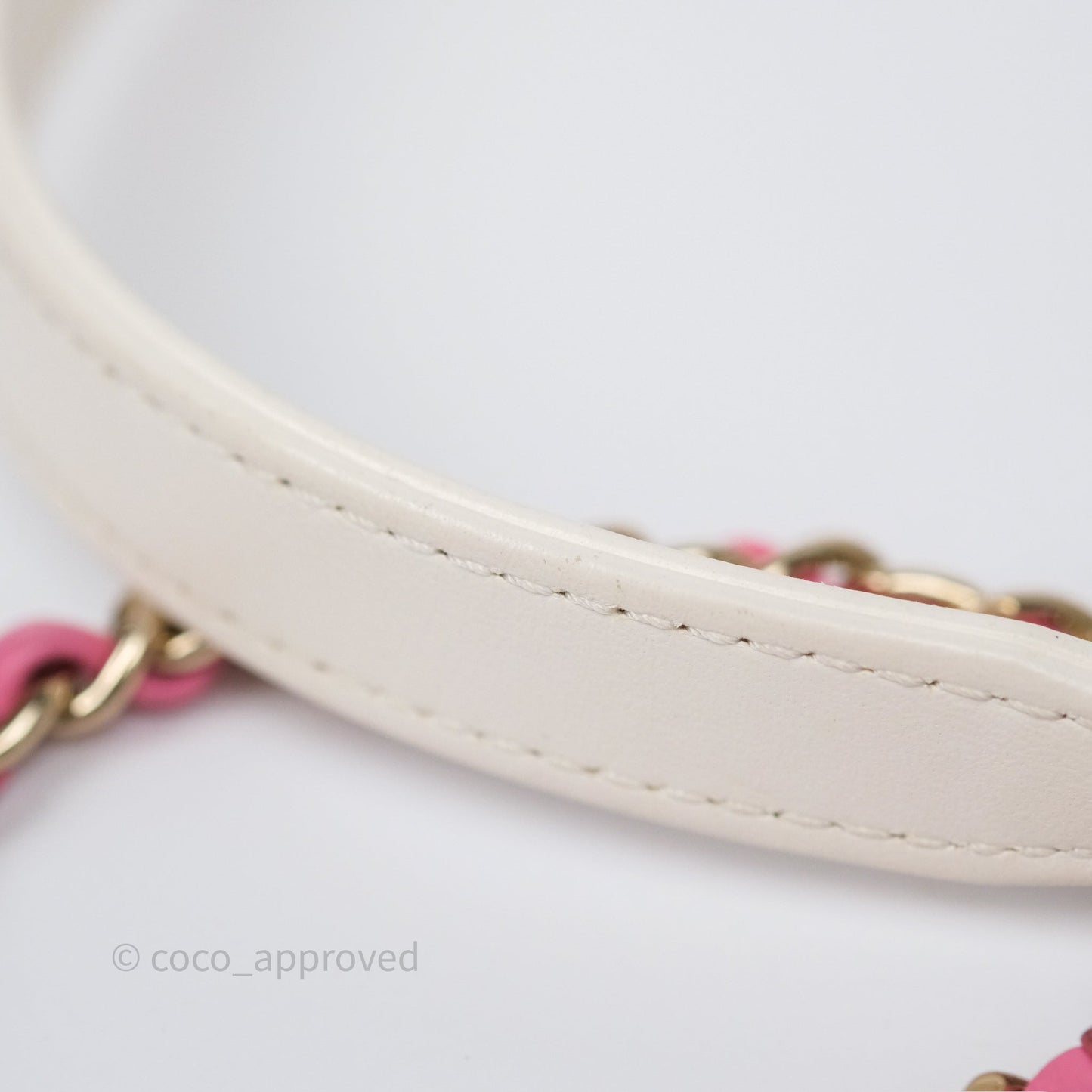 Chanel Small Entwined Chain Flap White Lambskin Gold Hardware