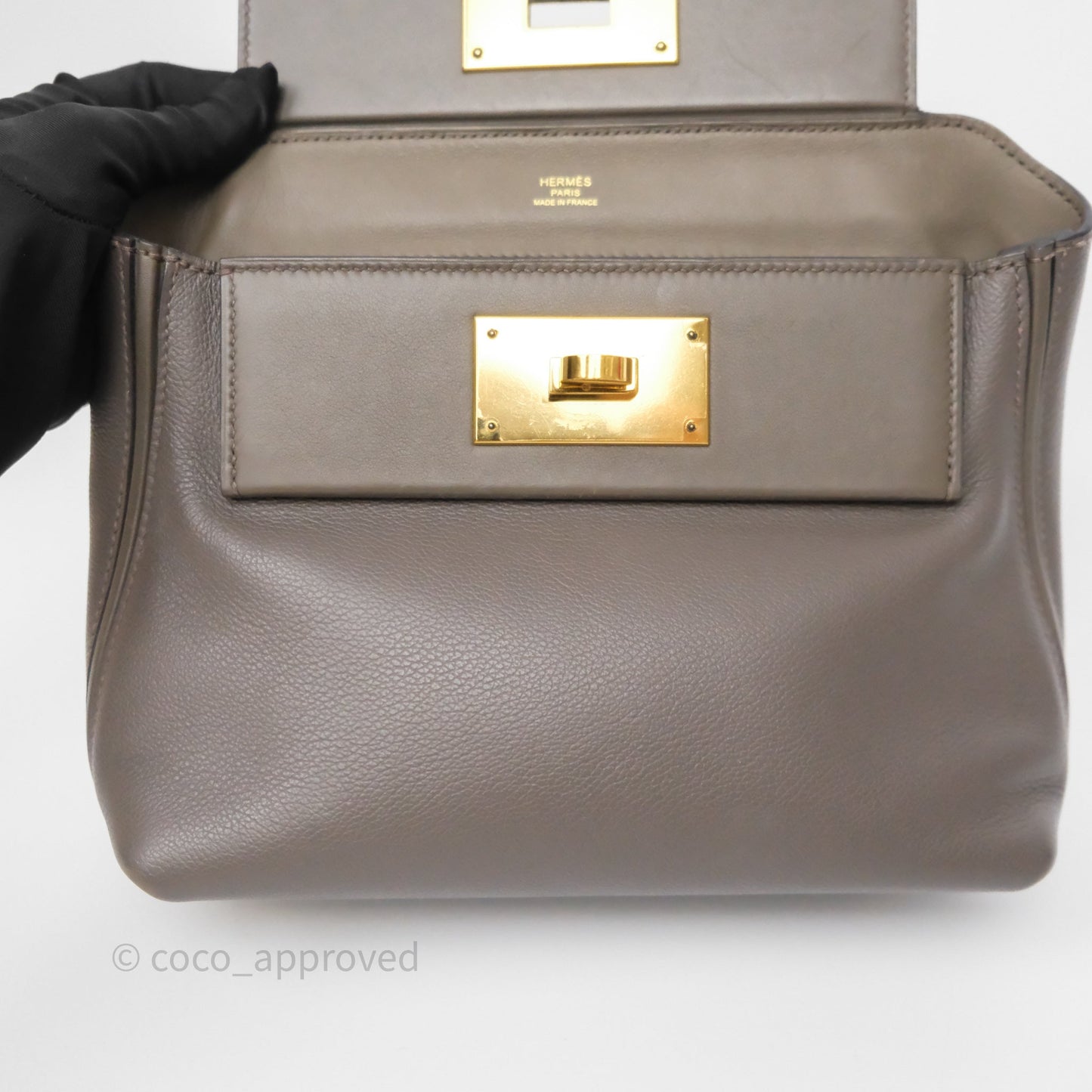 Hermès 24/24 21 Mini Gris Etain 8F Evercolor/ Swift Gold Hardware