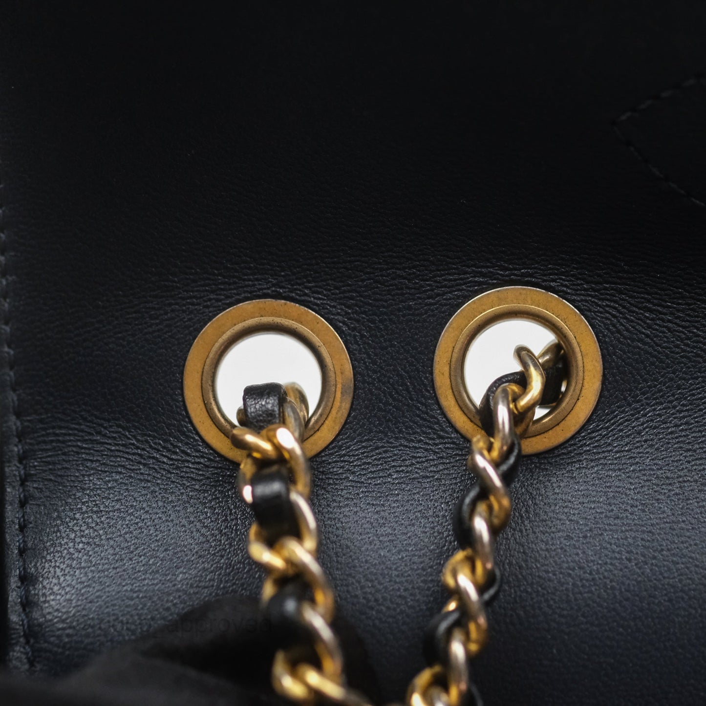 Chanel Small CC Filigree Flap Quilted Navy Black Caviar Aged Gold Hardware