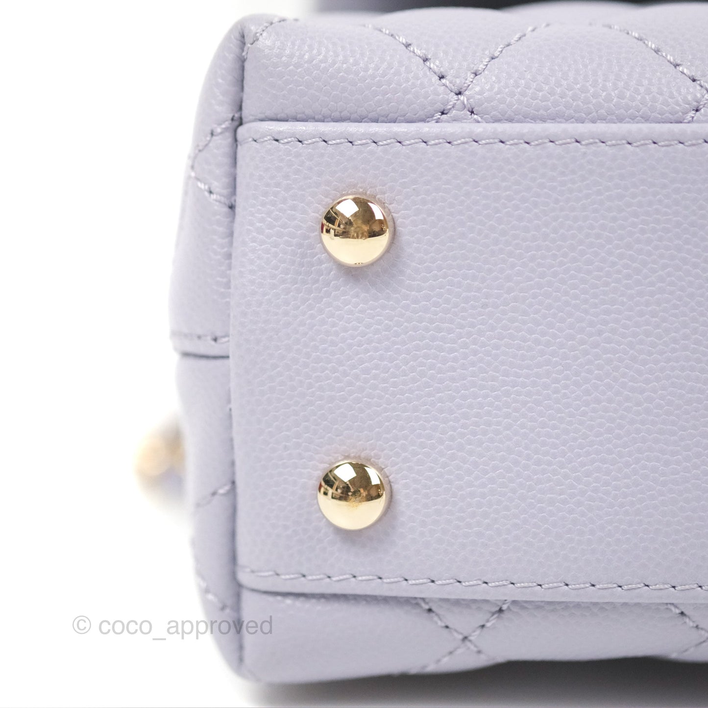 Chanel Small Coco Handle Quilted Lilac Caviar Gold Hardware