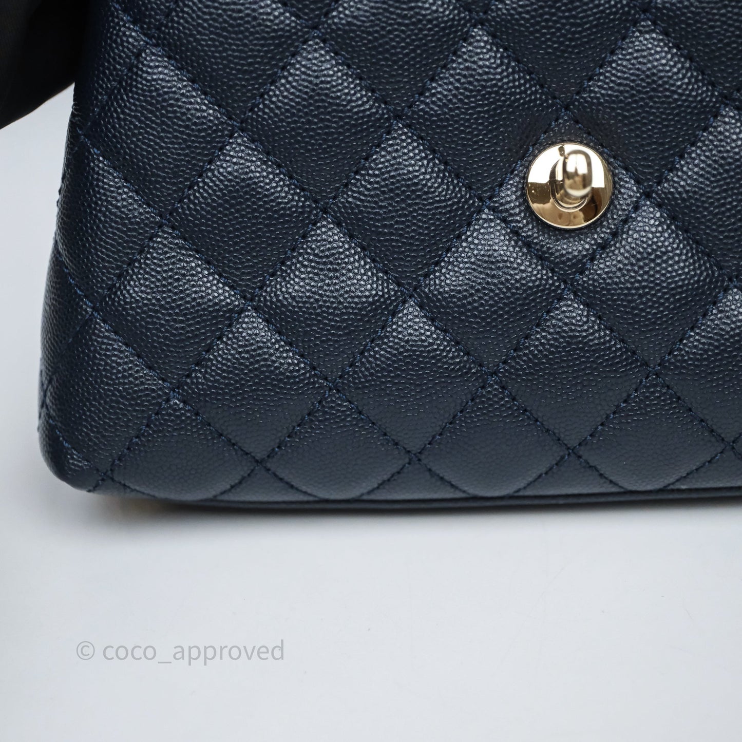 Chanel Small Coco Handle Navy Caviar Light Gold Hardware