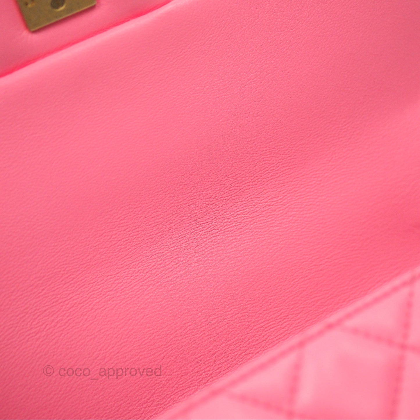 Chanel Mini Rectangular Pearl Crush Quilted Pink Lambskin Aged Gold Hardware