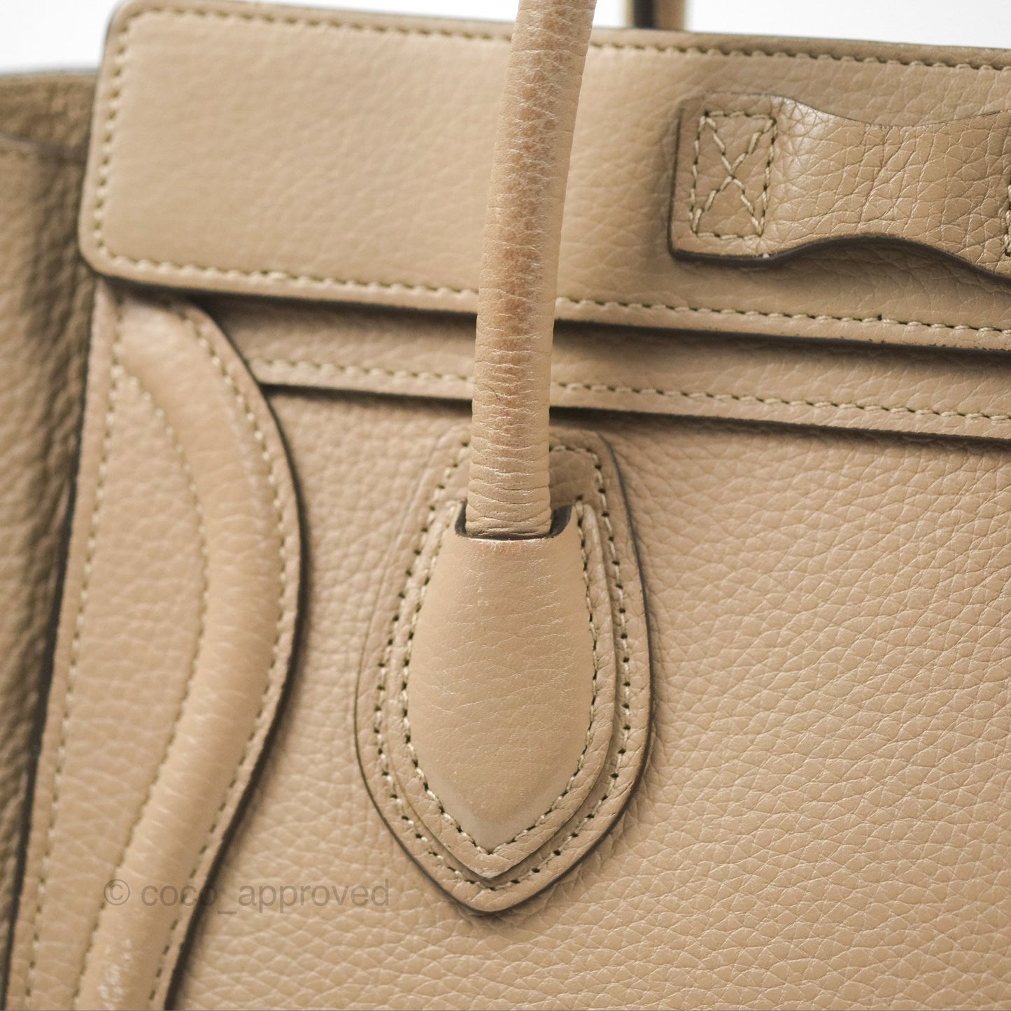 Celine Nano Luggage Bag Dune Drummed Calfskin