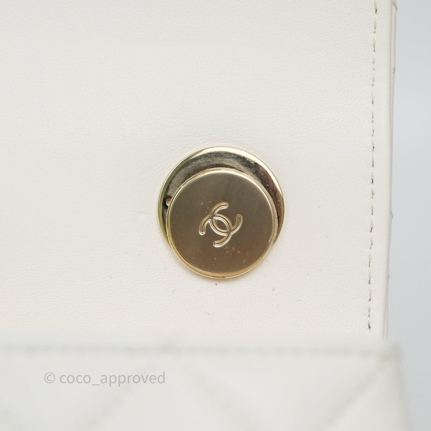 Chanel Mini Trendy CC Handle Bag Lacquered Logo White Lambskin