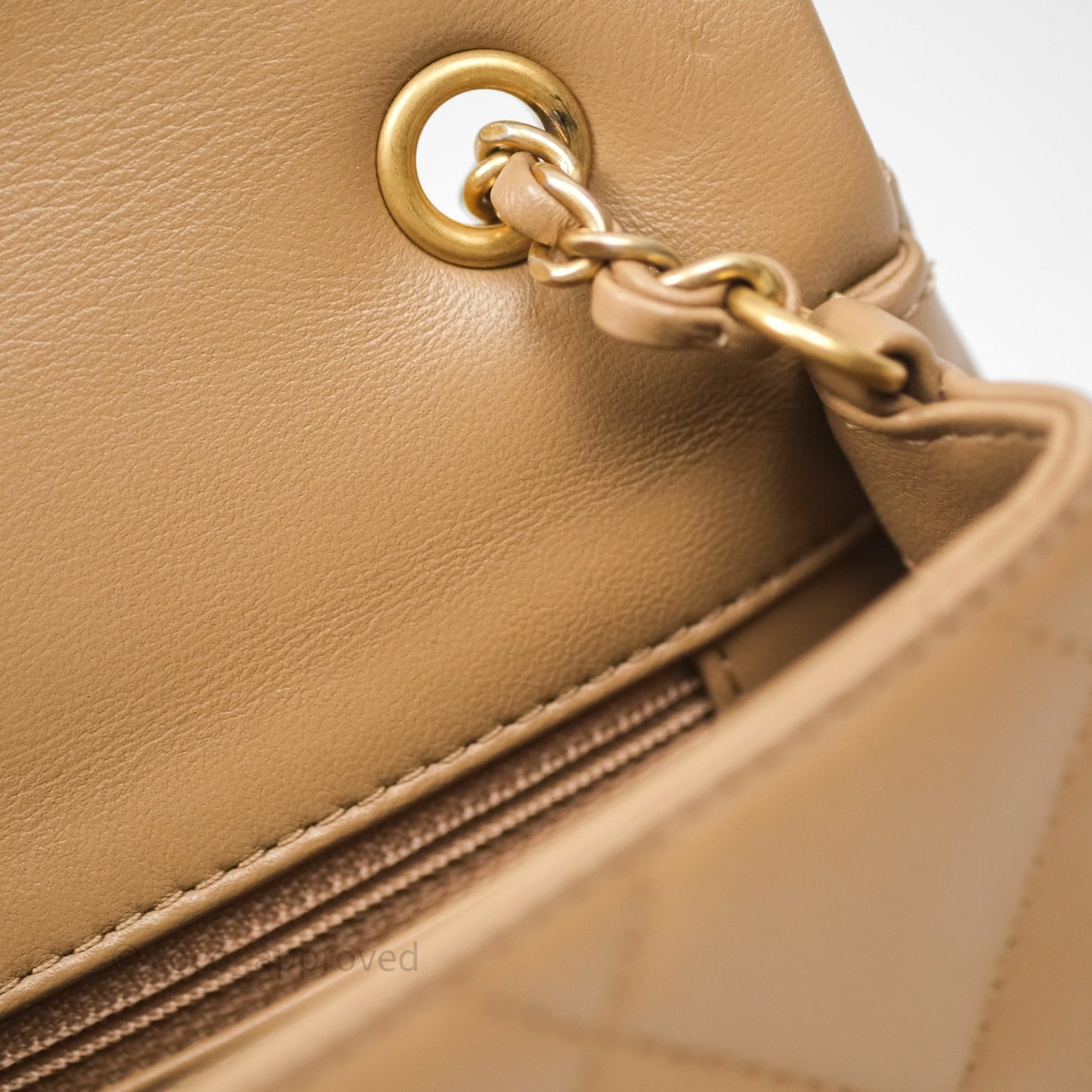 Chanel Mini Flap Bag With Heart CC Charm Dark Beige Lambskin Aged Gold Hardware
