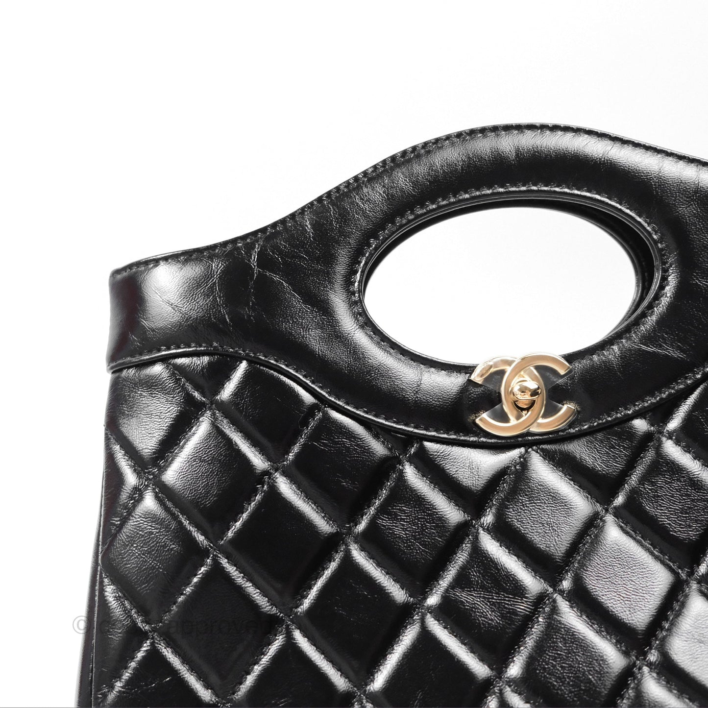 Chanel 31 Small Black Shiny Lambskin Gold Hardware 24S