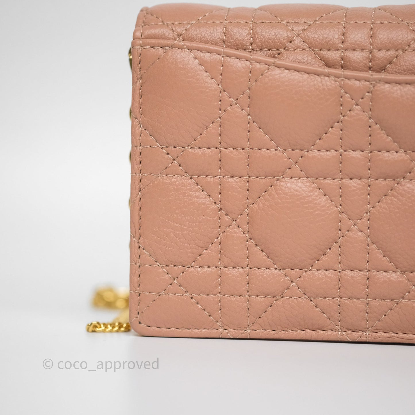 Christian Dior Caro Pouch with Chain In Supple Pink Cannage Calfskin