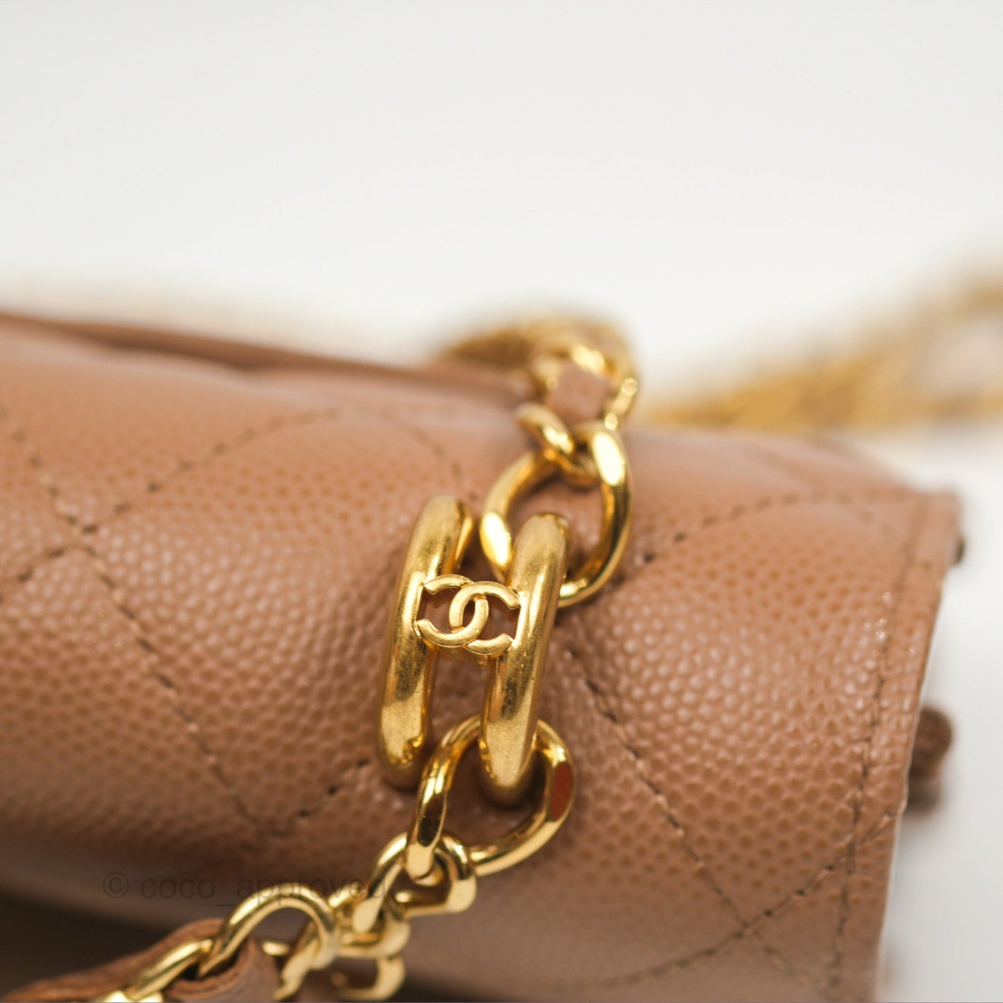 Chanel Coco First Wallet On Chain WOC Dark Beige Caviar Gold Hardware 22K