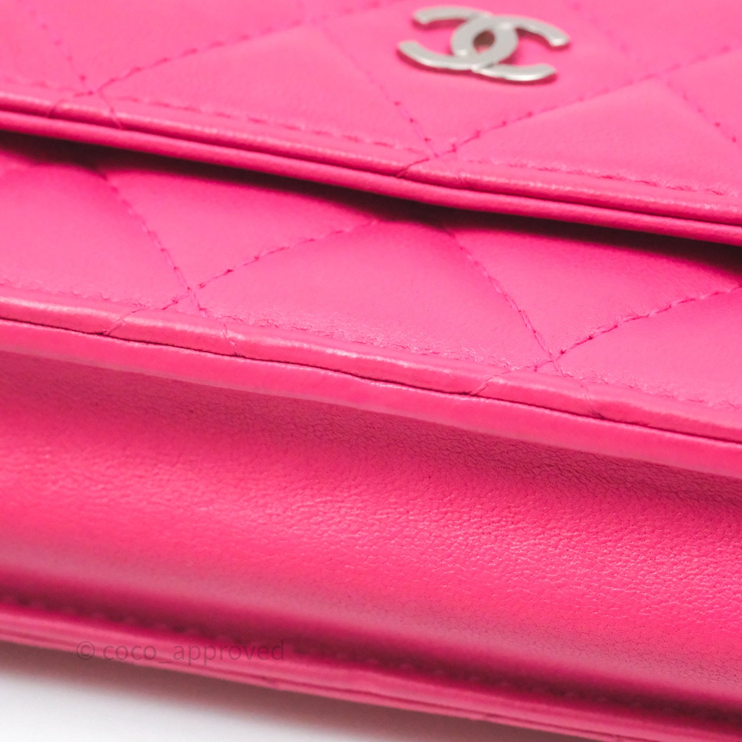Chanel Quilted Wallet on Chain WOC Pink Lambskin Silver Hardware