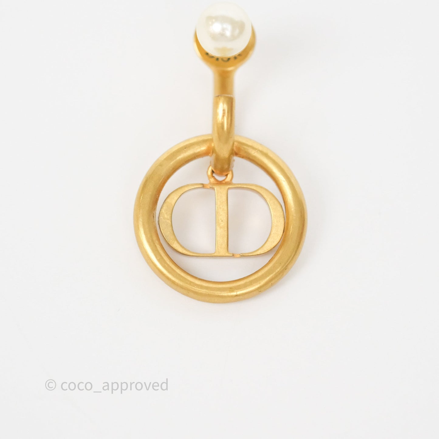 Dior 30 Montaigne Pearl Drop Earrings Aged Gold Tone