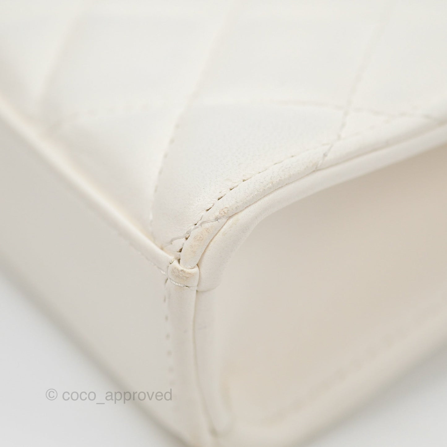 Chanel Quilted Pearl Crush Phone Holder With Chain White Lambskin