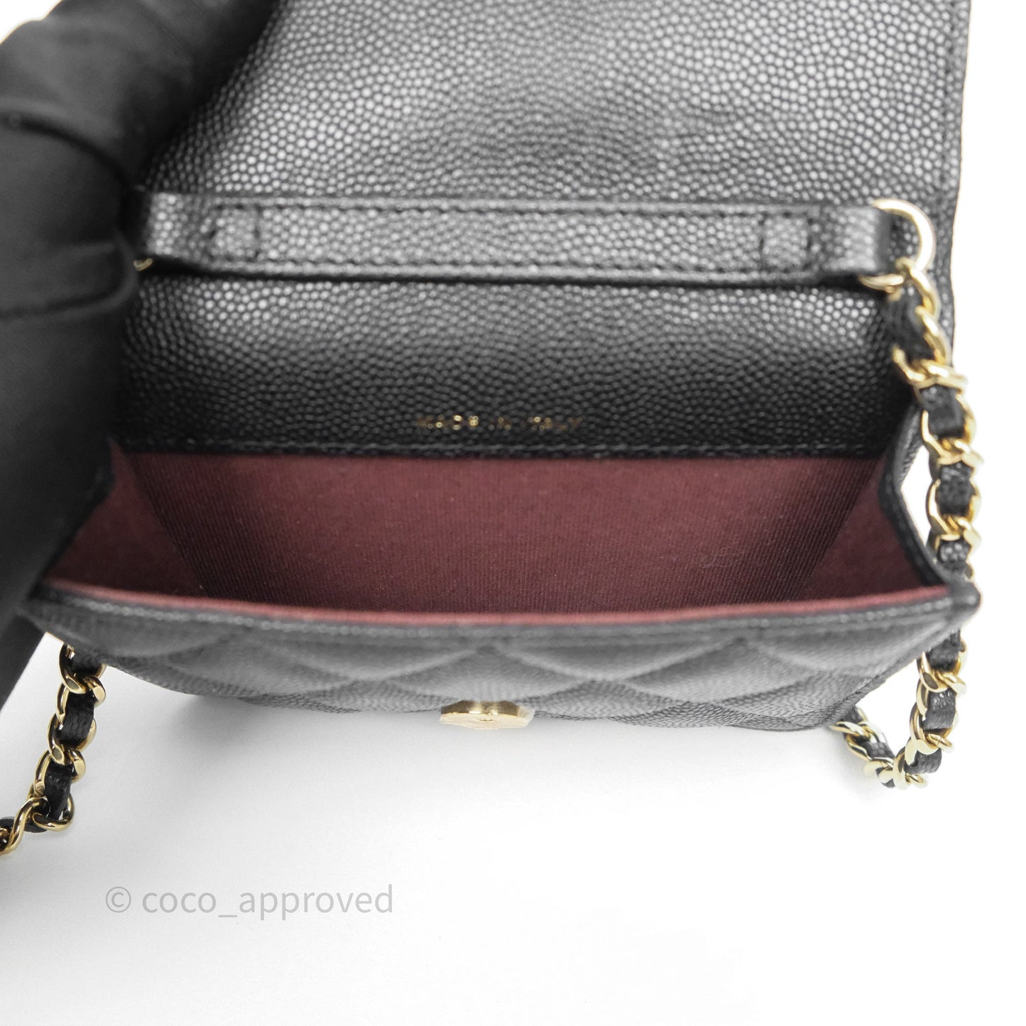Chanel Mini Wallet With Chain Black Caviar Gold Hardware