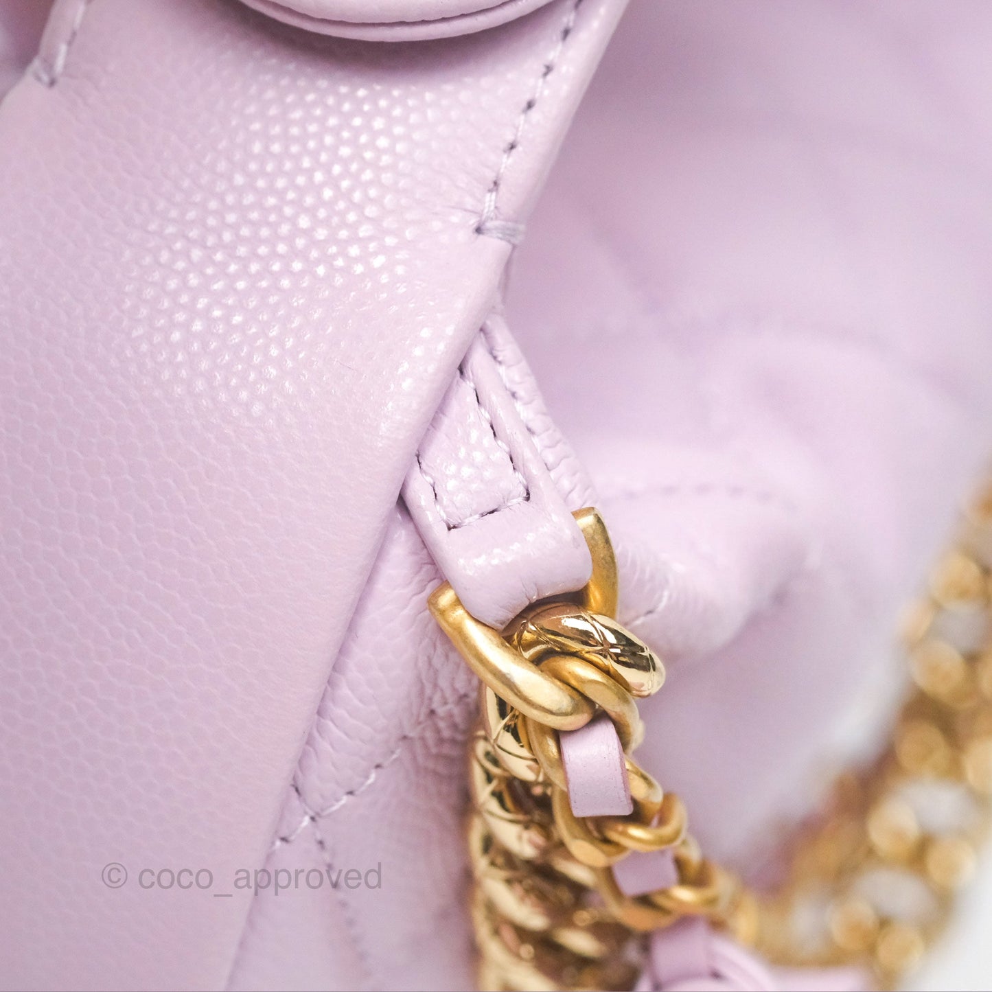 Chanel Bow Hobo Pouch Lilac Caviar Gold Hardware 24S