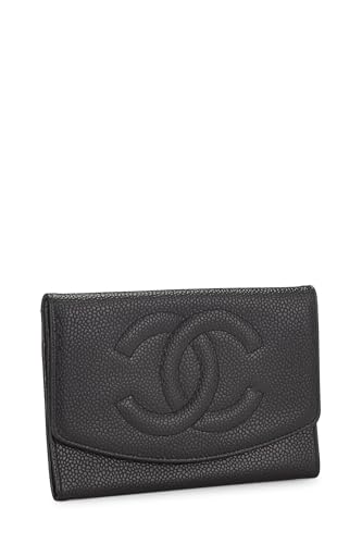 Chanel,  Black Caviar Timeless 'CC' Compact Wallet, Black