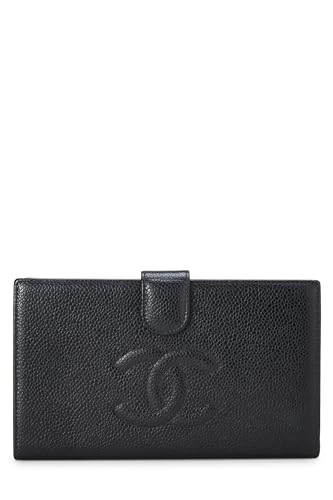 Chanel,  Black Caviar Timeless 'CC' Long Wallet, Black