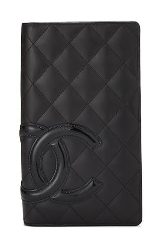 Chanel,  Black Quilted Calfskin Cambon Ligne Long Wallet, Black