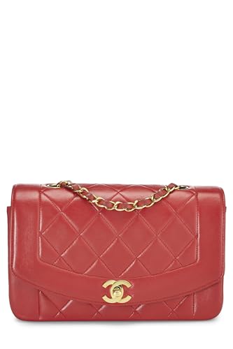 Chanel,  Red Quilted Lambskin Diana Flap Small, Red
