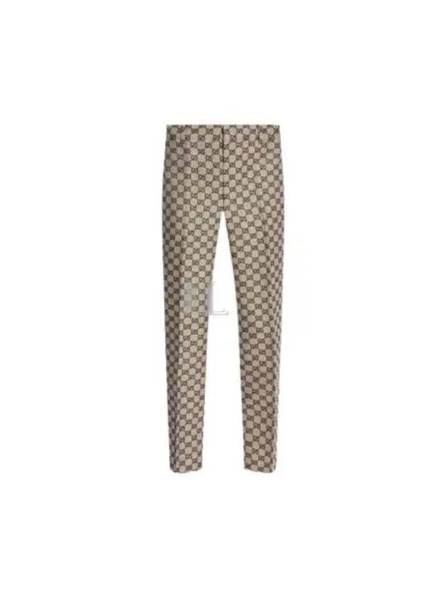 Luxury Gucci Trending 2025 GG Linen Blend Canvas Straight Pants Beige