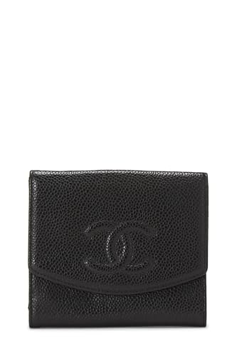 Chanel,  Black Caviar Timeless 'CC' Compact Wallet, Black